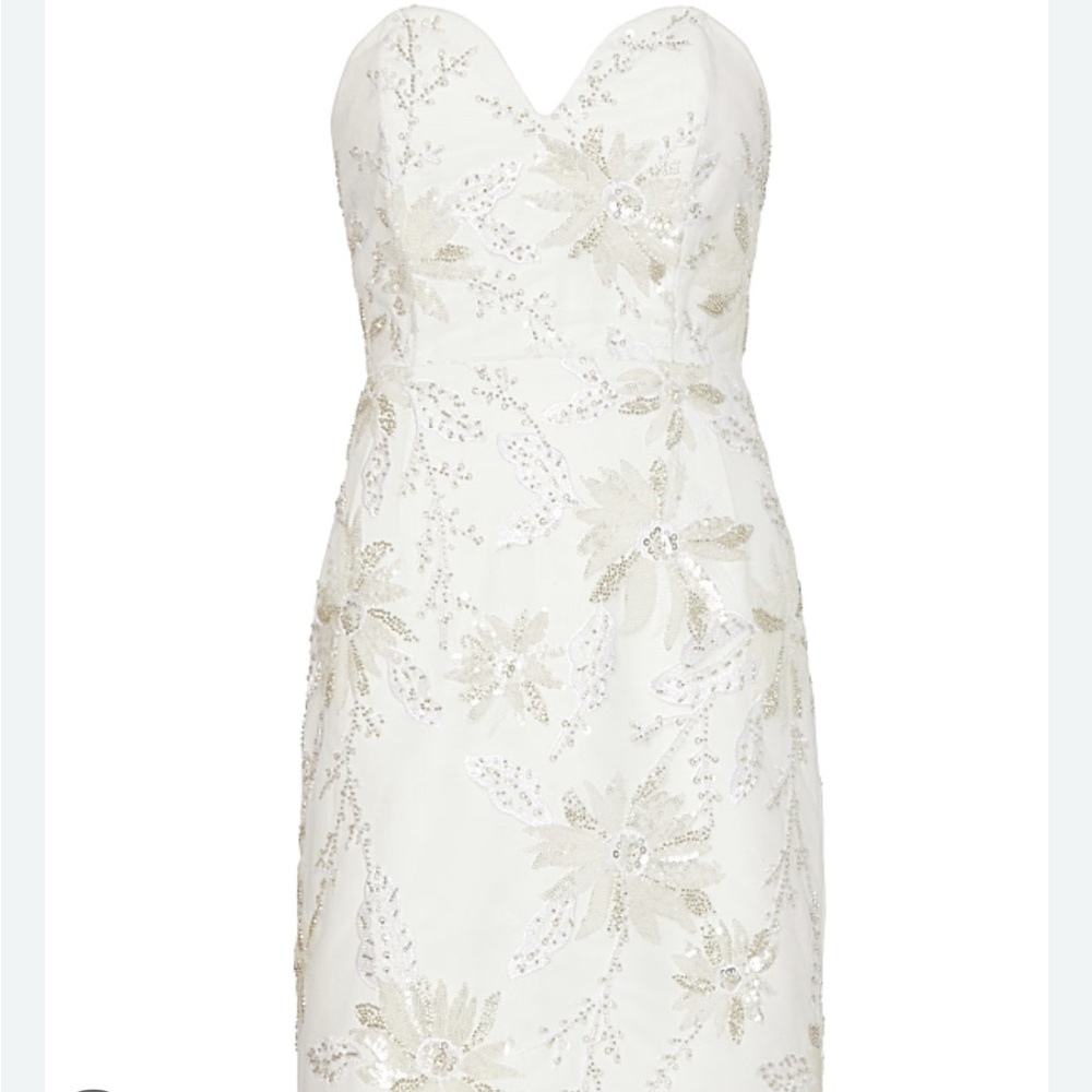 Milly White Sheath Mini Dress Sweetheart Neckline